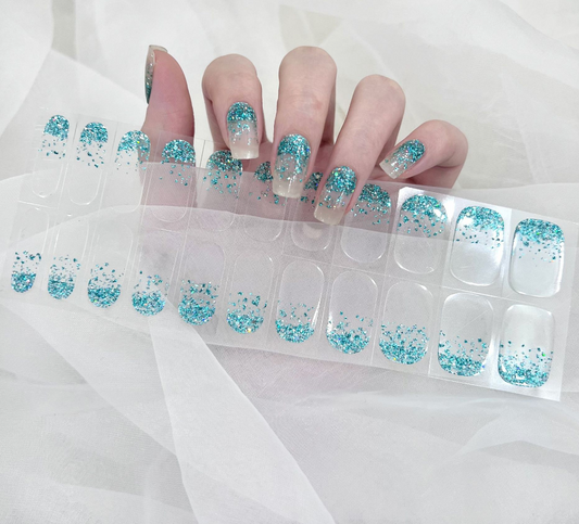 Starry Sky Blue Semicured Gel Nail Stickers