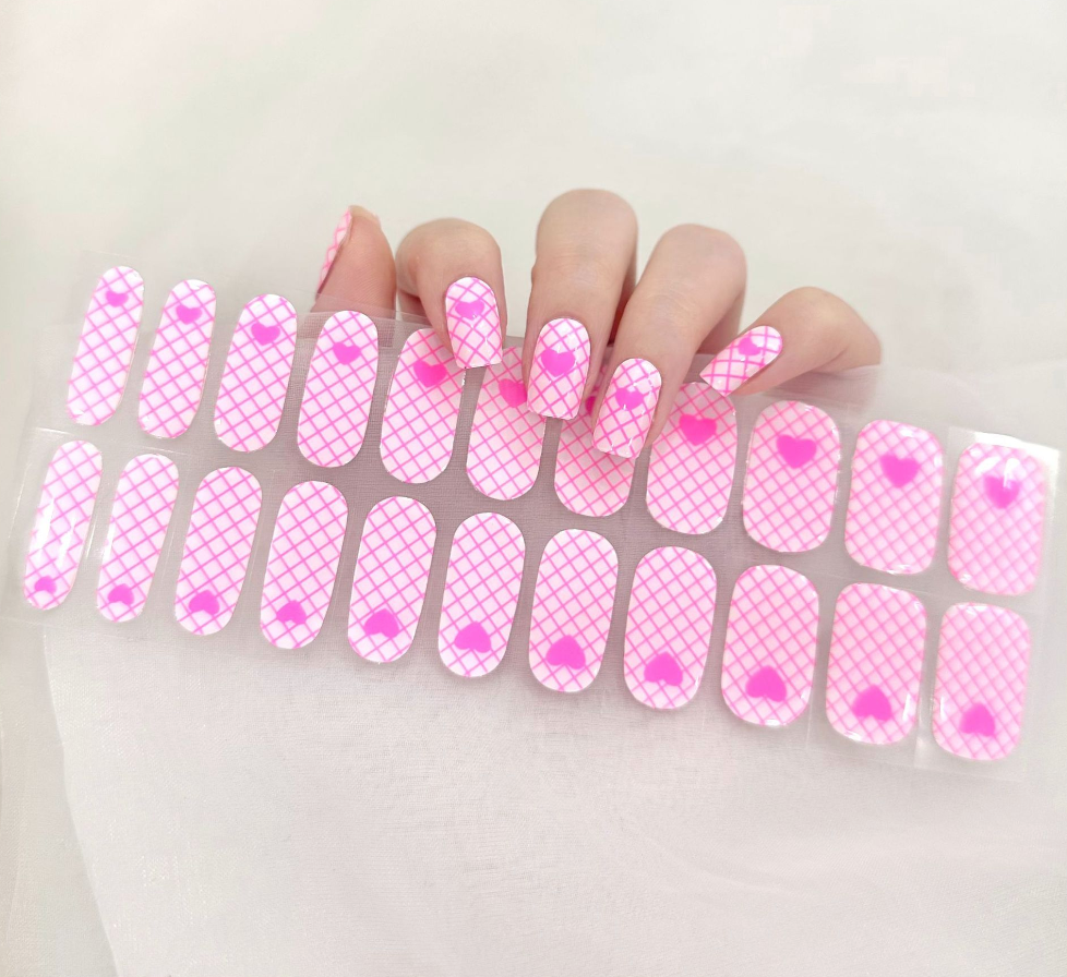 Pink Heartfelt Semicured Gel Nail Stickers