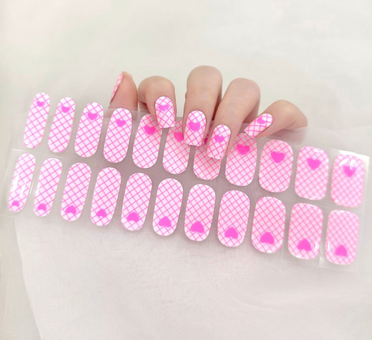 Pink Heartfelt Semicured Gel Nail Stickers