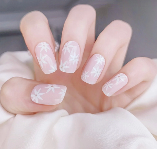 Gentle Pink Daisy Semicured Gel Nail Stickers